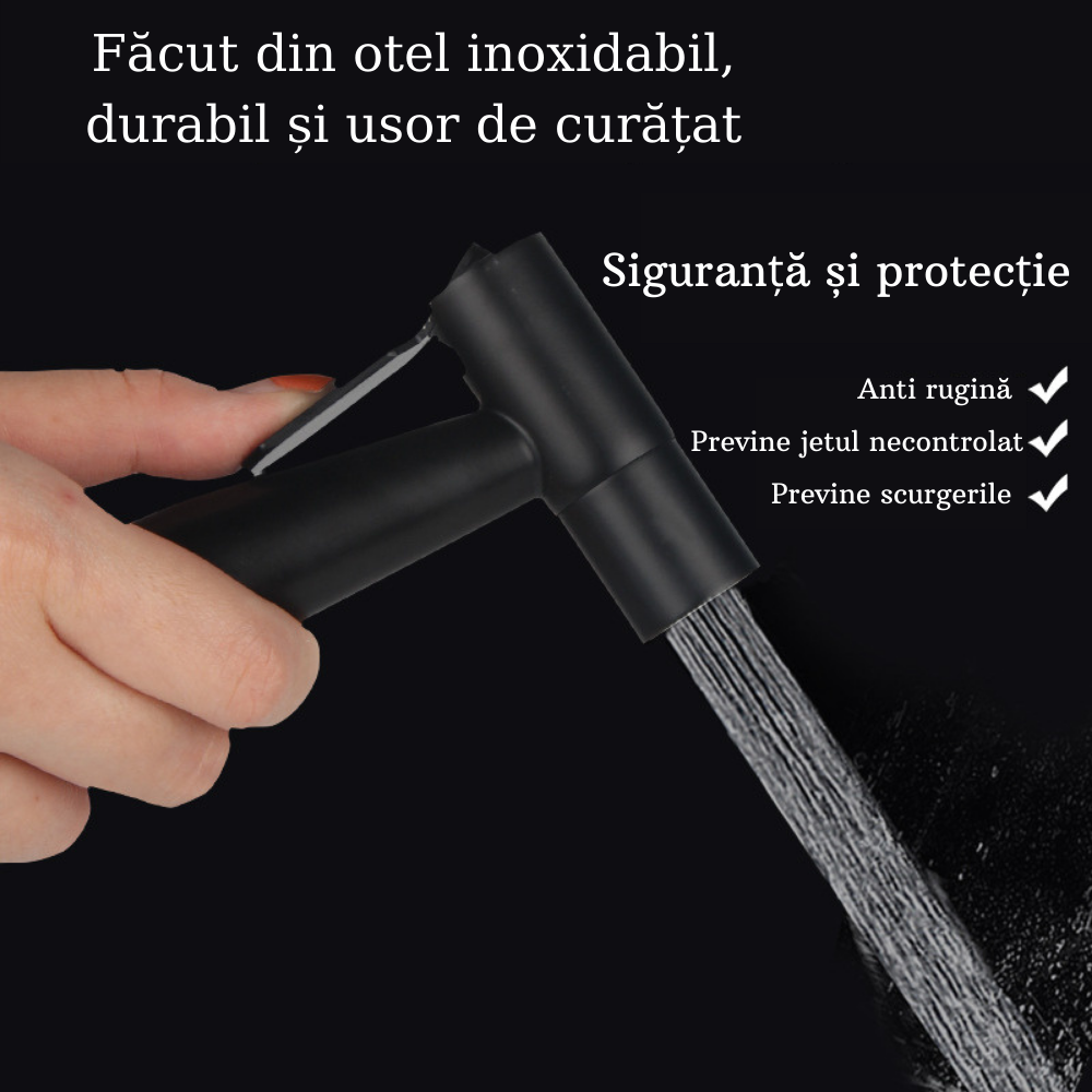 Cap de duș cu funcție bideu – montaj lateral, negru mat T26