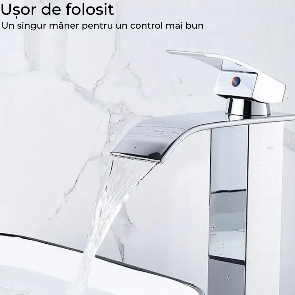 Baterie sanitară lavoar cascada argintiu crom - model minimalist T87