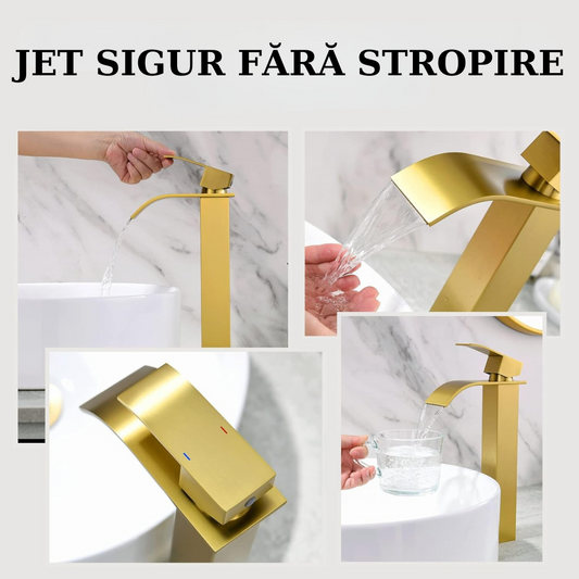 Baterie sanitară lavoar cascada auriu - model minimalist T161