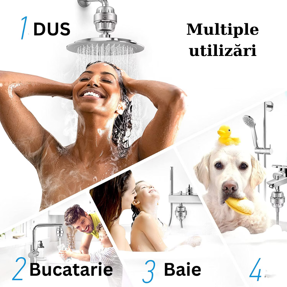 Filtru de duș cu 20 straturi – cu minerale, vitamina C și reducere clor