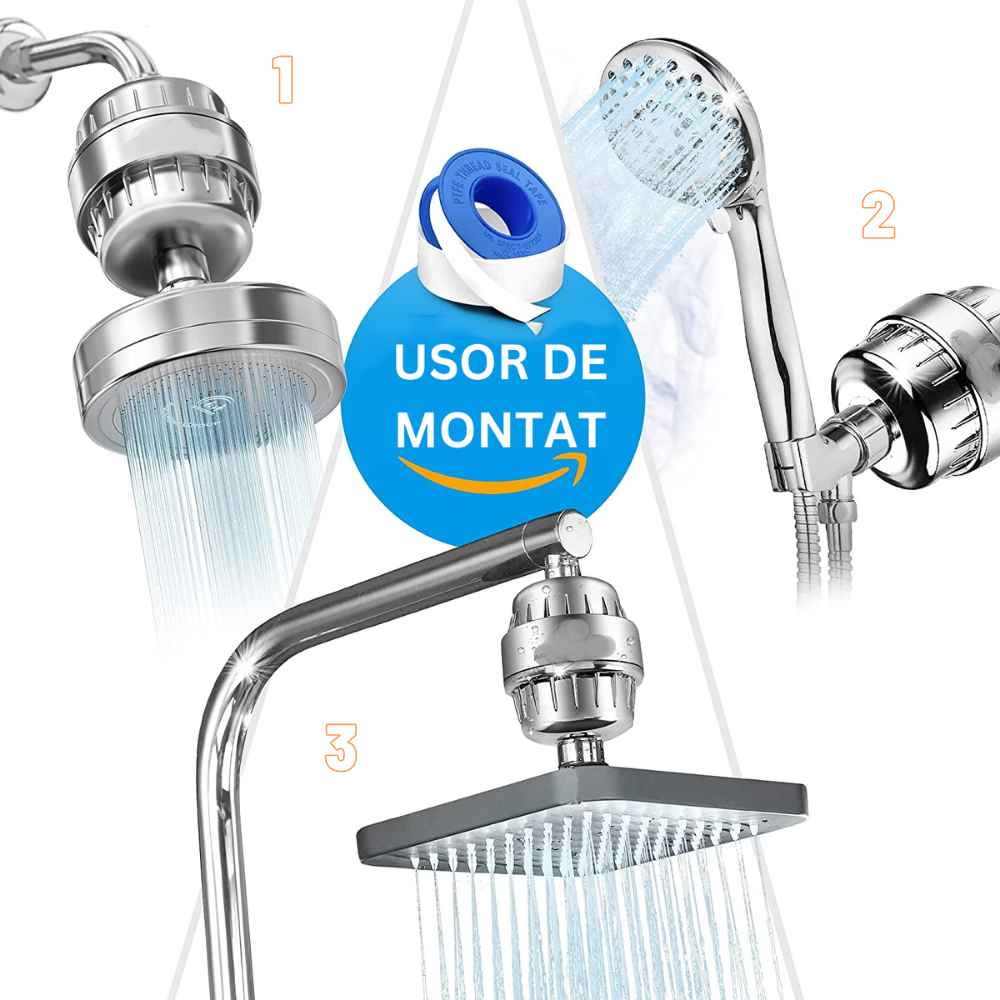 Filtru de duș cu 20 straturi – cu minerale, vitamina C și reducere clor