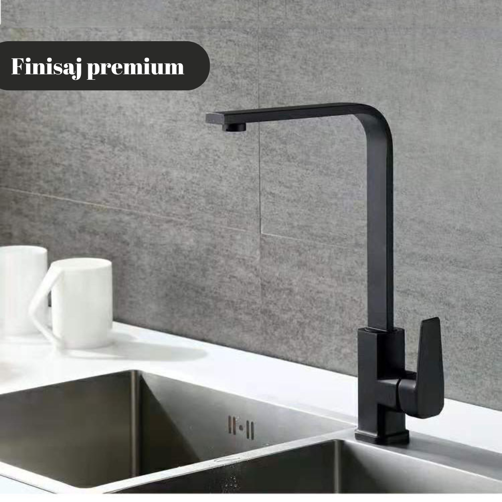 Baterie sanitară lavoar, negru mat – monocomandă cu cartuș ceramic – T163
