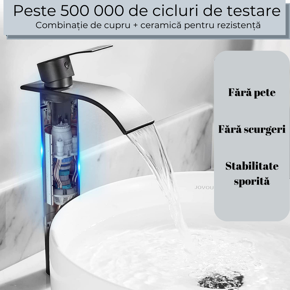 Baterie sanitară lavoar cascada negru mat - model minimalist T73