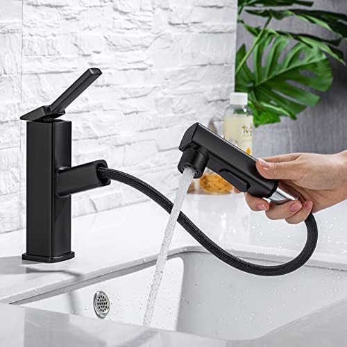 Baterie sanitară pentru lavoar – 3 moduri de utilizare, negru mat, model tip țâșnitoare T144
