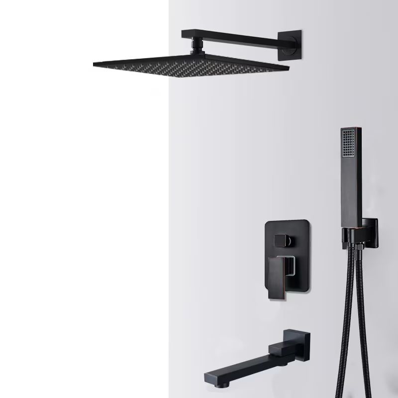 Sistem de duș incastrat cu pipă – cap ploaie 30x30 cm, negru mat