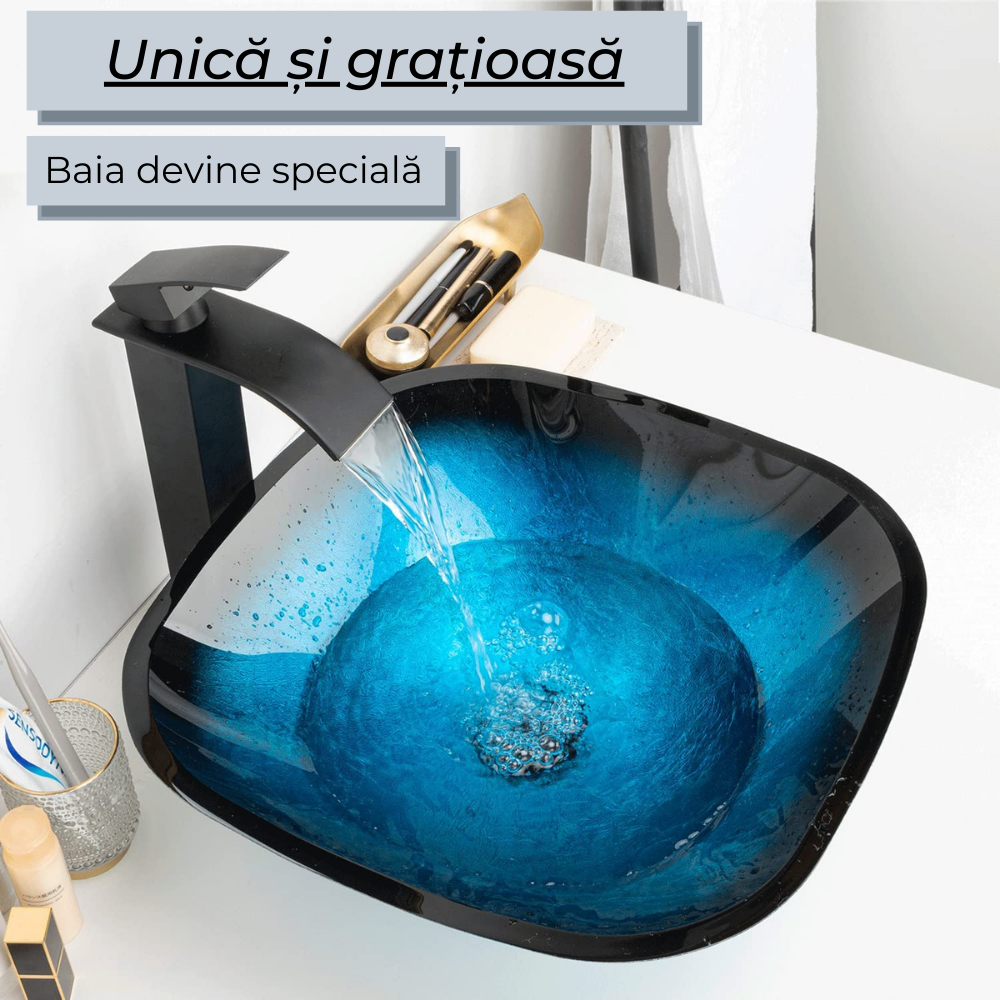 Baterie sanitară lavoar cascada negru mat - model minimalist T73