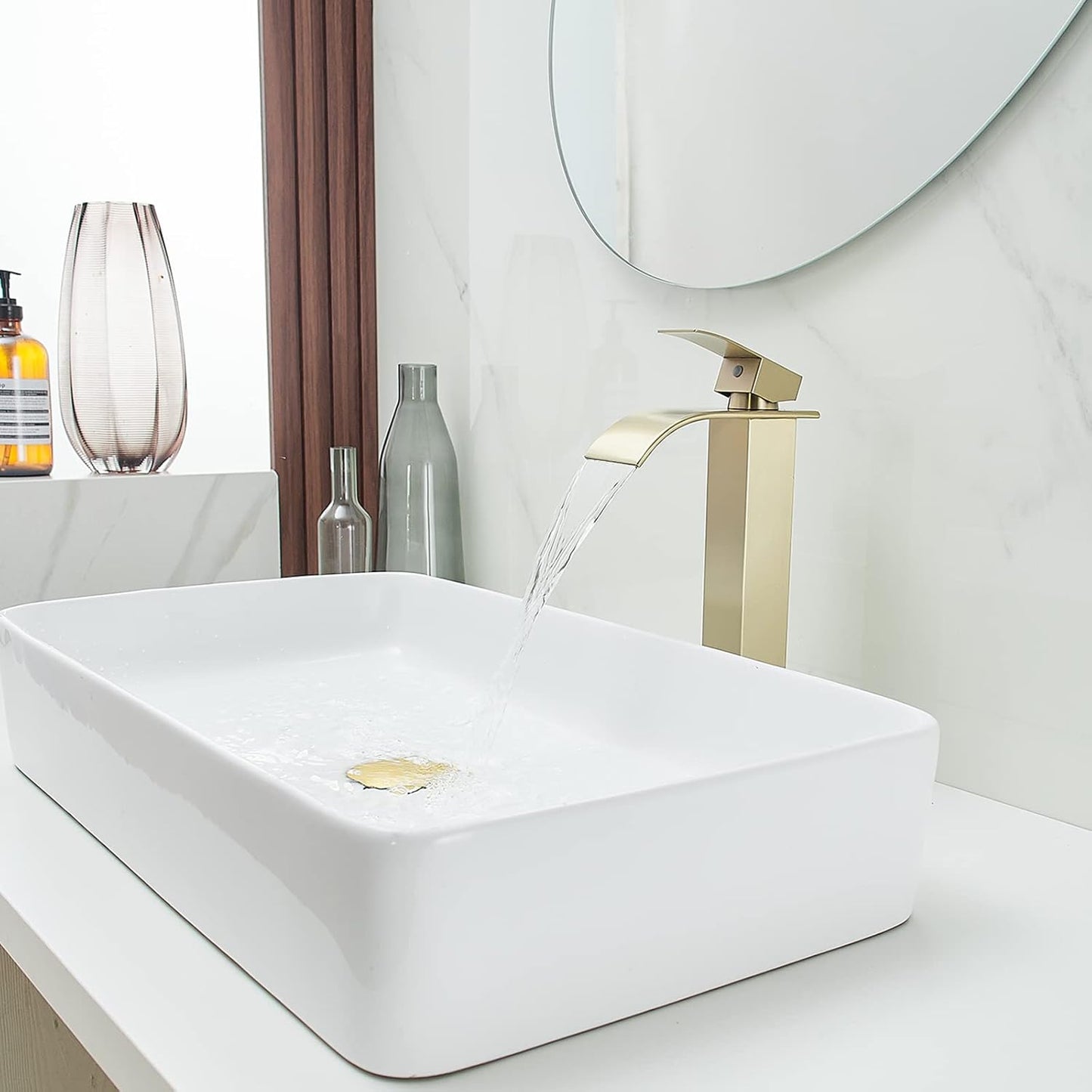 Baterie sanitară lavoar cascada auriu - model minimalist T161