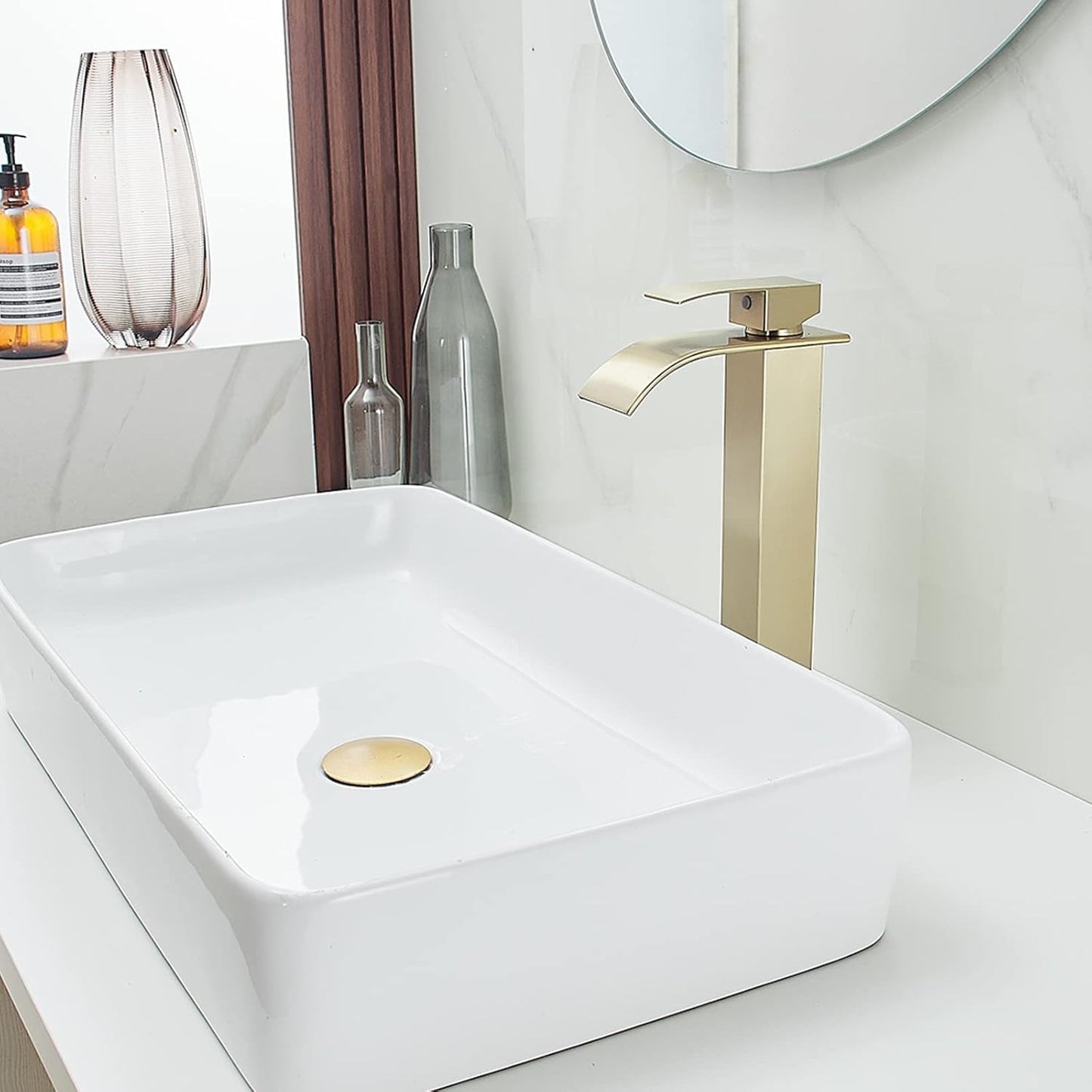 Baterie sanitară lavoar cascada auriu - model minimalist T161