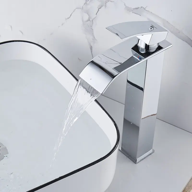 Baterie sanitară lavoar cascada argintiu crom - model minimalist T87