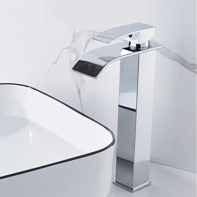 Baterie sanitară lavoar cascada argintiu crom - model minimalist T87