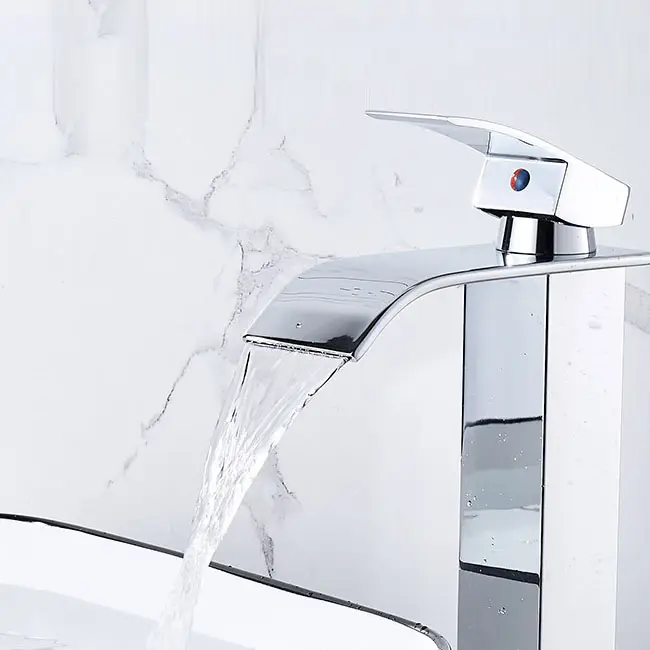 Baterie sanitară lavoar cascada argintiu crom - model minimalist T87
