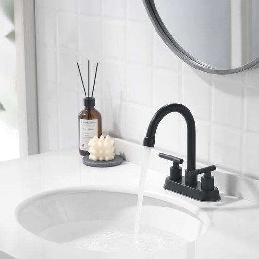 Baterie sanitară pentru lavoar – design piramidă, negru mat, cu dublă comandă T165