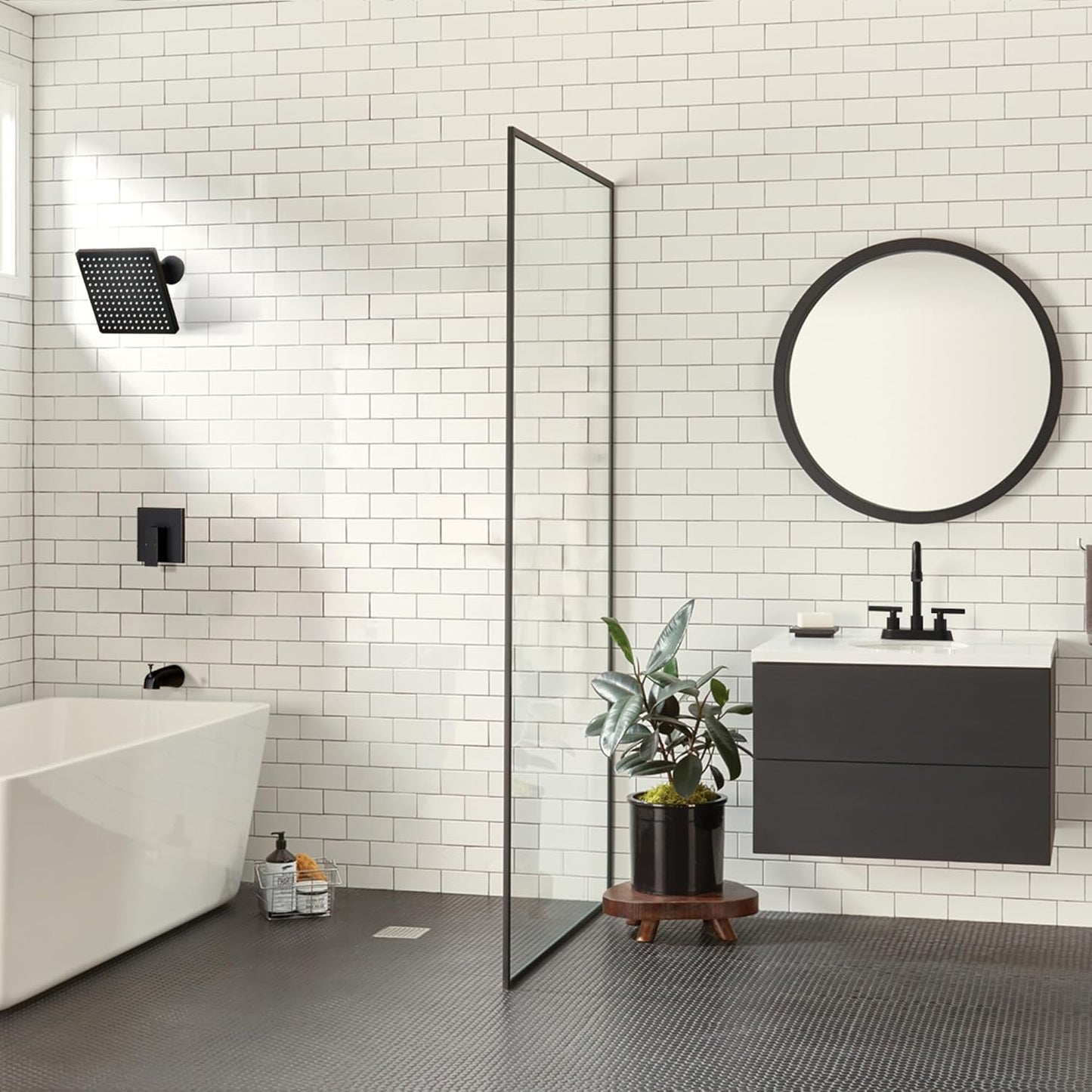 Baterie sanitară pentru lavoar – design piramidă, negru mat, cu dublă comandă T165