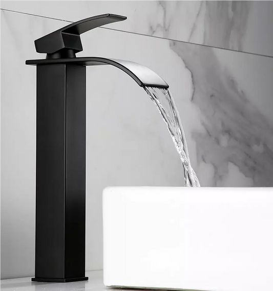 Baterie sanitară lavoar cascada negru mat - model minimalist T73